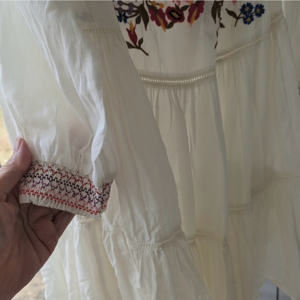Free People Sunbeams white Embroidered Mini Dress size Medium - Picture 5 of 8